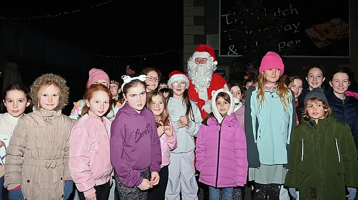 Santa Claus had a busy time in Timoleague on Sunday evening last.  Photo: Martin Walsh.