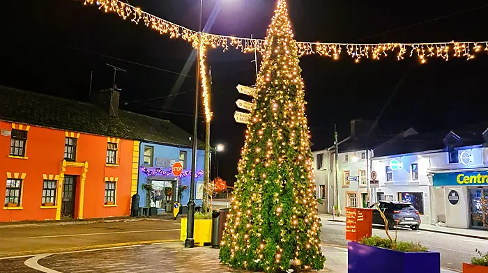 The Ballinspittle village Christmas lights 2024 were new and improved thanks to the Tidy Towns committee who organised the recent winter fair run fundraiser.