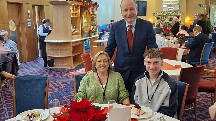 Nicola Kearns (nee Muckley) from Bantry, now living in Co Meath, and her son Alan met Tánaiste Micheál Martin in Leinster House recently.
