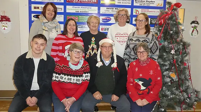 Gaggin Community Association giving a shout out to wish everyone in the area and all Gaggin hall users a happy Christmas and a peaceful 2025. Back (from left): Karen O'Sullivan, Maeve Kennedy, Mary Canniffe, Úna Hegarty and Angela Ryan.  Front (from left): David O'Driscoll, Julia Mary Slyne, Ray Good and Kate Crowley.