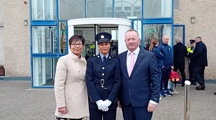 Aoibhe Sheehan from Templemartin graduated from the Templemore Garda College last Friday and celebrated with her parents Denise and Bud.