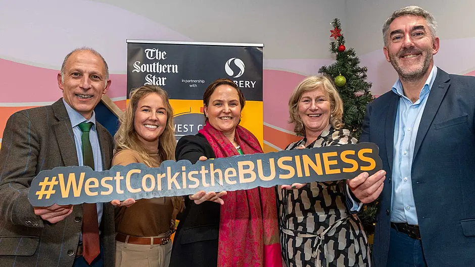 The judges at the event with MC Judie Russell. From left: Paul Di Rollo; MC Judie Russell, Aishling Goulden, Josephine O’Driscoll and Seán Mahon. (Photo: Andy Gibson)