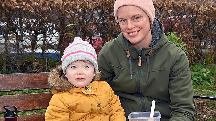 Emily Fitzgerald (left) and Nora Moyles (Ardfield) about to have some lunch in Kenndey Park, Clonakilty.  (Photo: Martin Walsh)