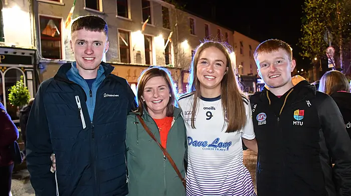 Kathlyn McCarthy, Drimoleague, with her delighted mum Helen, and brothers Daniel and Gearoid.