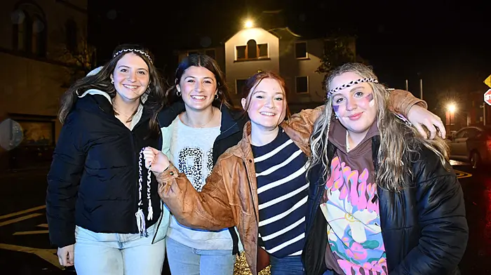 Victoria Haffner, Holly O'Flynn, Saoirse Rose and Annabel O'Connell cheered on the victorious Skibbereen Community School team at their homecoming.