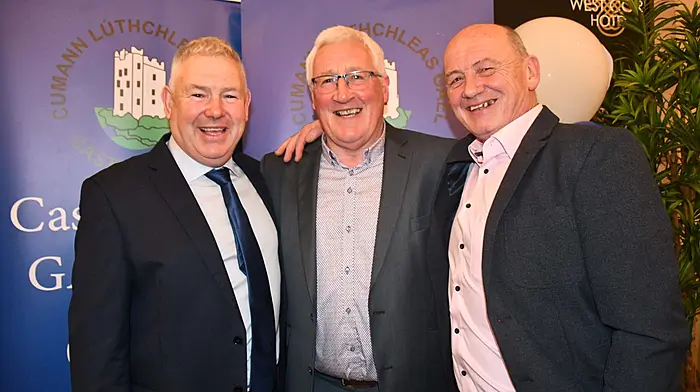 Former Castlehaven and Cork inter-county players Michael Maguire and Niall Cahalane with Kerry football legend Pat Spillane. (Photo: Anne Minihane)
