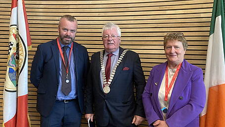Union Hall principal, Brendan McCarthy enters council chambers Image