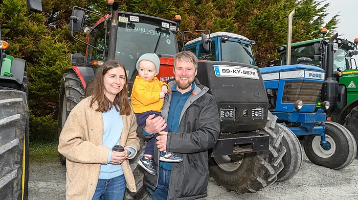 Eimear and Kenny with Caelam McCarthy from Glandore enjoying their day at the Lisavaird Rosemary Calnan memorial tractor, truck and car run. The proceeds will go to Cancer Connect and Lisavaird National School.  (Photo: David Patterson)