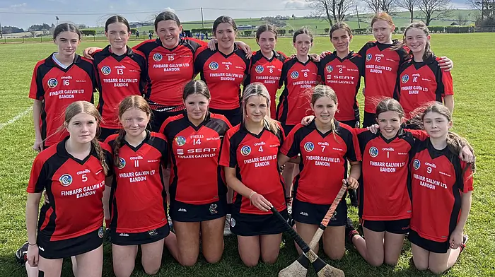 The Ballinascarthy Féile team includes (back, from left): Ruby McCarthy, Aideen Murphy, Leah Buttimer, Rachel Buttimer, Emily Walsh, Fíadh Pattwell, Ayla Bishop, Sinéad Walsh and Claire Higgins.  Front (from left): Clara Cashman, Aishling Kingston, Kate Donegan, Meabhdh Collins, Rachel Prochniak, Éala Pattwell and Odette O'Donovan Forcey.