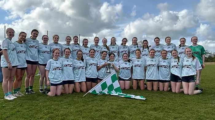 The U21 Ilen Rovers ladies are the county champions after their win over Carrigaline in the Cork LGFA county final.  Back (from left): Eimear Carey, Emma Hurley, Maebh Collins, Meg Walshe, Alannah Cawley, Leah Carey, Sarah Connolly, Alice Bushe, Keelin Murphy (captain), Aoife O'Driscoll, Sarah Keating, Saoirse Harte Leonard, Victoria Haffner, Hannah O'Driscoll, Clodagh Hickey, Mary Bushe, Ava Murphy and Mia Crowley. Front (from left): Anna Hurley, Anna Collins, Maria Connolly, Daisy Griffiths, Saorla Carey, Kate Carey, Diana Rose Coakley, Carla O'Regan, Grainne Connolly Amy Harte, Lucy O'Driscoll and Alannah O'Driscoll.