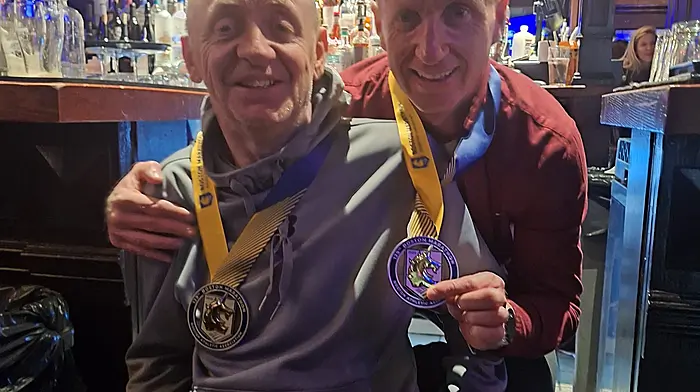 John McCarthy and Darren Kelly, both from Dunmanway, each took part in the Boston Marathon.