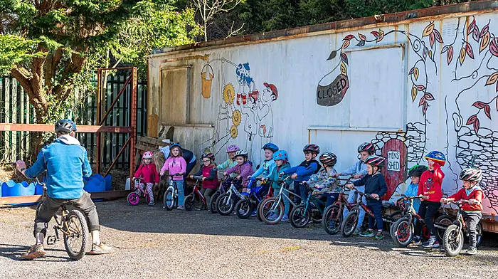 Dunmanway Family Resource Centre hosted a kids’ cycling camp during the Easter holidays and around 15 kids took part in the camp which provided fun whilst improving cycling proficiency.  (Photo: Andy Gibson)