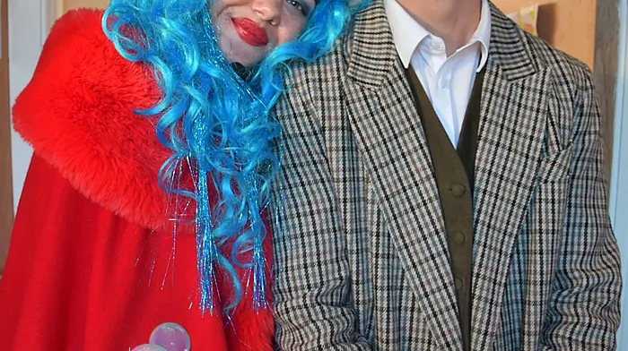 Megan Moynihan and Ultan Kearney, performing in Baltimore Drama Group's production of The Spongebob Musical.