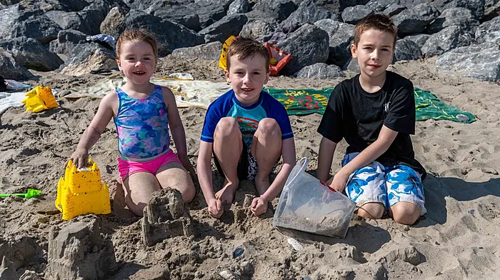 Hannah, Tommy and Jack Mooney from Bandon at Warren Beach.