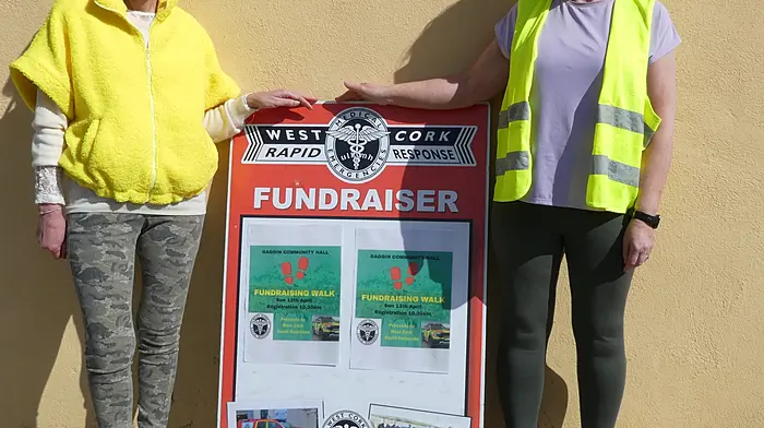 Bernie Walsh and Eileen O'Donovan supporting the charity walk last Sunday in aid of West Cork Rapid Response.