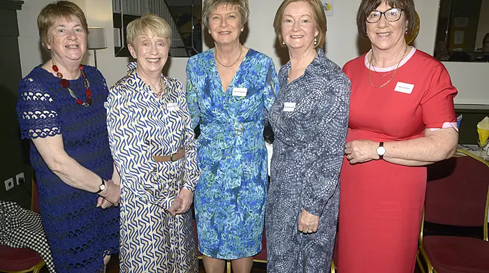 At the 50th school reunion of the class of 1975, which was held at the Copper Grove in Bandon, were event organisers (from left): Pauline Sheehan, Margaret Corcoran, Rhona Brennan, Bernie McCarthy, and Mary Lehane.   (Photo: Denis Boyle)