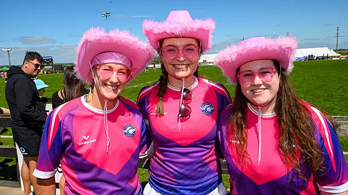 Hayley Coachford, Kate McCormack and Danielle Nelson of the Charlies Angels team from Kinsale enjoying the sun at the Heineken Kinsale Rugby Sevens last weekend.   (Photo: John Allen)