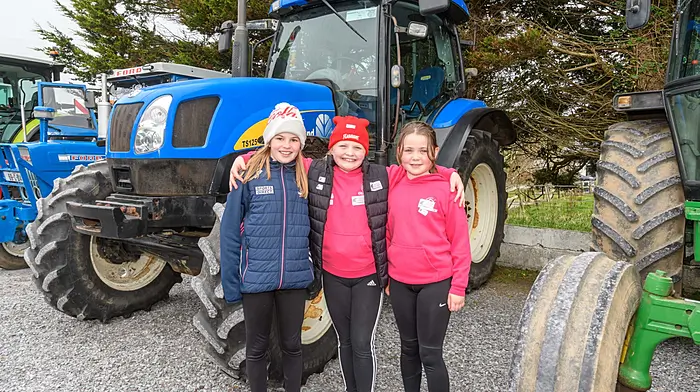 Marguerite Barry, Ella Kwoka and Abbie Herlihy, all Rosscarbery, at the Lisavaird Rosemary Calnan memorial tractor, truck and car run. Right: Brendan Collins, Drinagh, and Ivor Kingston , Drimoleague, at the Drimoleague tractor, truck and car run. (Photos: David Patterson)