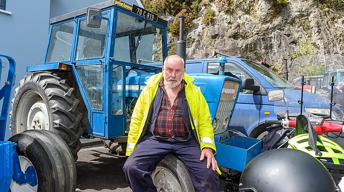 Fachtna Shannahan from Leap with his Ford tractor. Right: Enjoying the tractors were Sophie & Declan O'Sullivan and Cathy Limerick, all Union Hall.  (Photos: David Patterson, Andy Gibson)