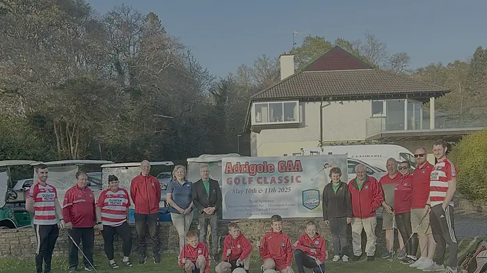 Celebrating the launch of the Adrigole GAA golf classic are Glengarriff Golf Club captains Jim Coyle and Ka Bilous, along with members of Adrigole GAA golf club. The golf classic will take place in Glengarriff on May 10th and 11th.