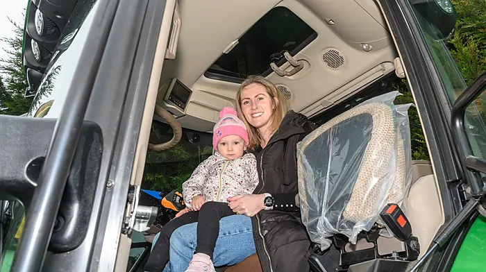 Ciara (2) and Maura Loughnan (Ring) enjoying their day at the Lisavaird Rosemary Calnan memorial tractor, truck and car run. The proceeds will go to Cancer Connect and Lisavaird National School.  (Photo: David Patterson)