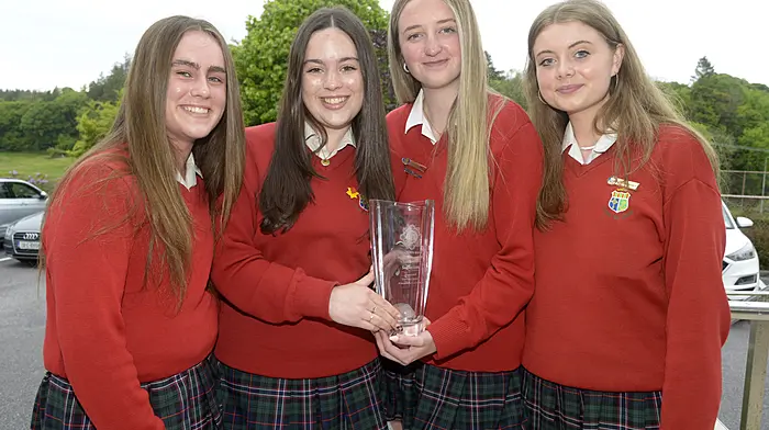 NEWS 9/5/2025 Pictured at the annual West Cork Garda youth awards at the Westlodge hotel Bantry were Sacred Heart Clonakilty students Orlaith Finn, Realtín Deli, Molly Boddington and Éabha Brosnan who recieved a group award. Picture Denis Boyle