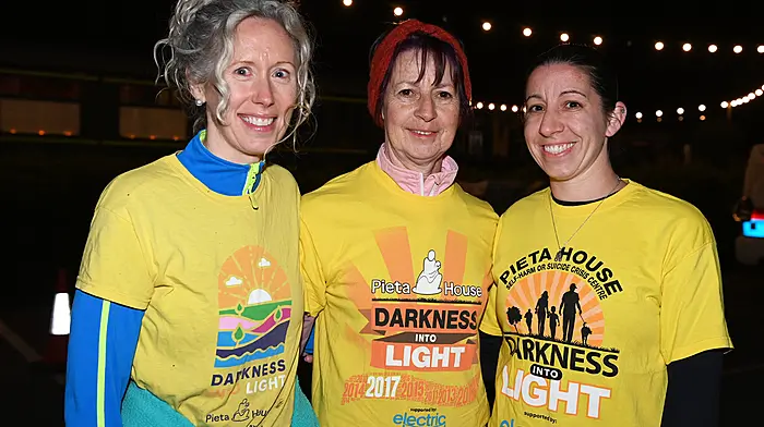 Supporting Darkness into Light in Clonakilty were Brid O'mahony, Kay O'Flynn and Emma O'Flynn, all from Lisavaird