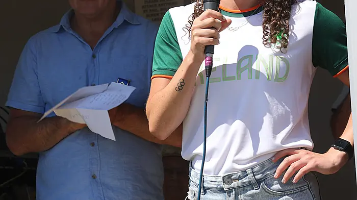 Olympian Nicola Tuthill  speaking at the opening of Bandon Show