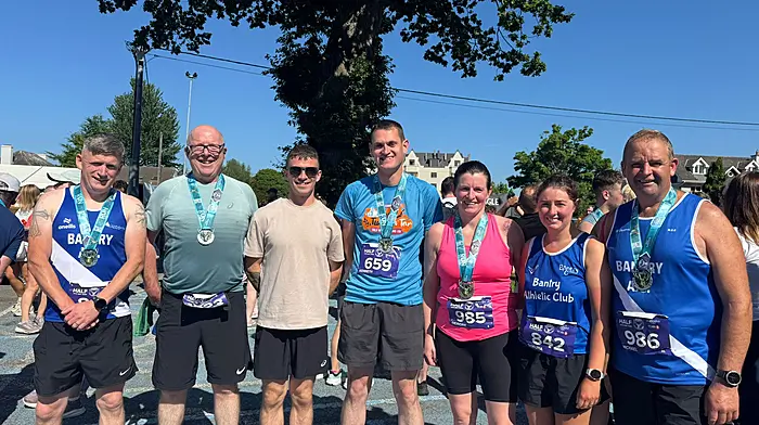 Trevor McGuirk, Mel Devine, Danny Mullins (overall winner), Kenneth Kingston, Deirdre O'Brien, Shauna Buttimer and Michael O'Brien all represented Bantry Athletic Club at the Run Killarney half marathon.