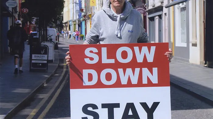 Aidan Holland from Ballymacowen, Clonakilty got this sign made to remind people to slow down. He hopes it will save lives, especially coming into the bank holiday weekend.