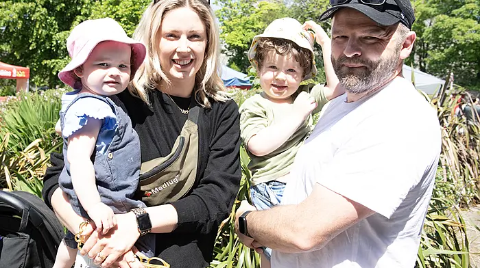 Locals Lorna and Ed Twomey with their children Beth and Oliver out and about in Clonakilty.  (Photo: Martin Walsh)