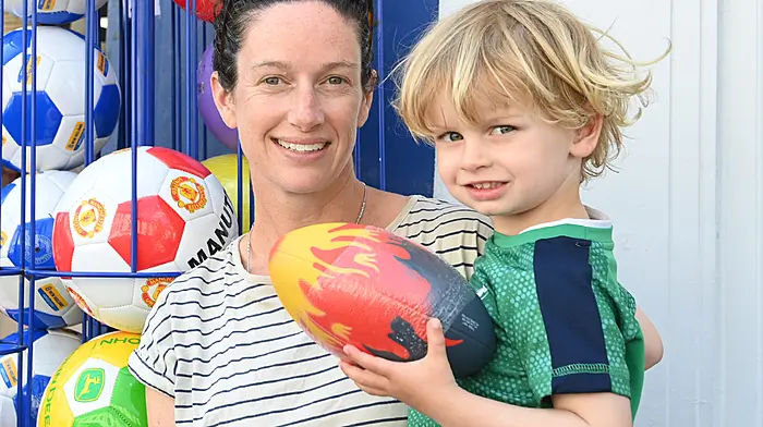 Julianne and Cathal O'Leary from Ardfield enjoying a day out as Cathal tries a few options on Pearse Street, Clonakilty.   (Photo: Martin Walsh)
