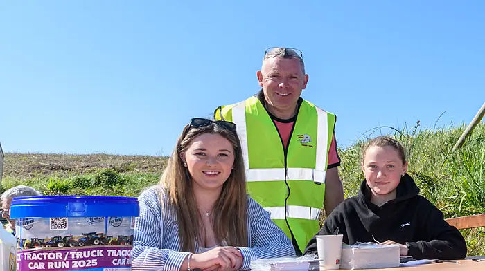 Meghan, Don and Ella Coakley from Clonakilty were all helping again this year at the Long Strand tractor, truck and car run which started at The Fish Basket, Castlefreke. The run was held in aid of Cancer Connect and the West Cork Jesters.  (Photo: David Patterson)