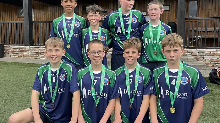 Rath NS boys are Munster champions after doing exceptionally well in the Sciath na Scol competition. They will play in the All-Ireland in the Aviva Stadium on June 11th.   Back: Kingsley Crosby, Paddy Sheehy (captain), Senan Whooley and Tadhg Ronan. Front: Fionn Daly, Jesse Best, Theo Best and Ben Pitton Brady.