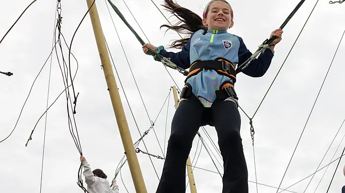 FARMING: Belgooly, Cork, Ireland. 31st May, 2025. Astrid Quin from Kinsale having fun on the amusments at the annual agricultural show in Belgooly, Co. Cork. - Picture: David Creedon