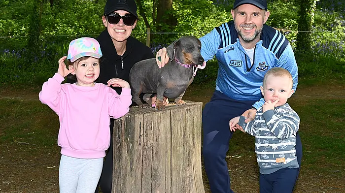 The Brown family, Polly, Finola, Tommy and Franky and their dog Oti, from Clonakilty in Courtmacsherry Woods. (Photo: Martin Walsh)
