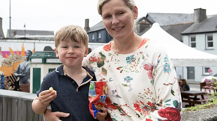 Cristóir Deasy and his mum Irene from Timoleague enjoying a visit to Clonakilty.   (Photo: Martin Walsh)