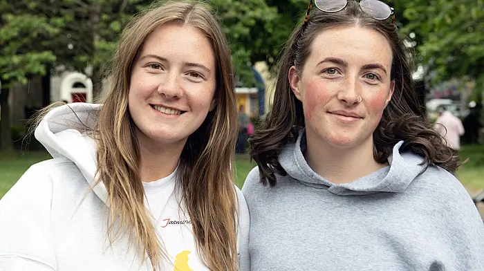 Local sisters, Amy (left) and Ellen Beechinor in Kennedy Park, Clonakilty. (Photo: Martin Walsh)