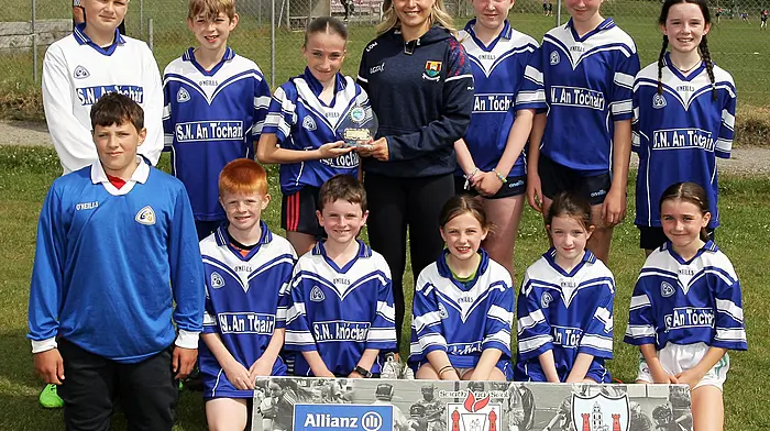Roinn 9 Mixed runners-up Togher NS with Cork footballer Laura O'Mahony. (Photo: Paddy Feen)