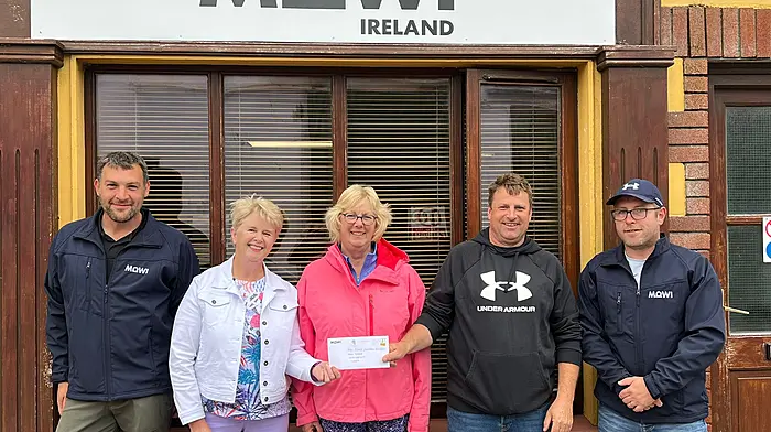 MOWI Ireland recently presented a cheque to sponsor four new defibrillators to the Berehaven Red Cross defibrillator group. From left: Colin McMilliam (MOWI), Kathleen Dwyer, Mary O'Sullivan and Peter Elphick (Berehaven Red Cross) and Gary Hurley (MOWI).