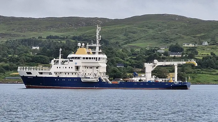 The Granuaile, at 80 metres in length and 16 metres in breadth, was one of the biggest ships to enter Cametrignane Sound.