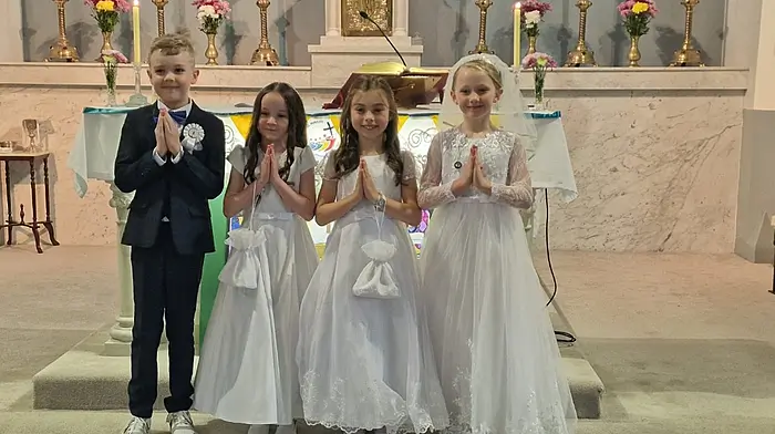 Pupils of Kilcrohane National School who received their First Holy Communion at the Star of the Sea Church recently are Fionn McCarthy, Mia Tobin, Leah O'Donovan and Danann McGettigan.