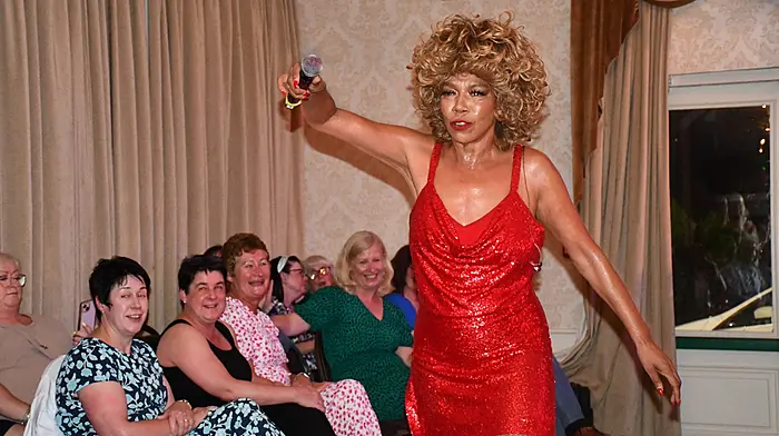 Rebecca O'Connor as Tina Turner during her amazing performance at the West Cork Hotel last Saturday. The concert was a complete sell-out and was organised to benefit Skibbereen Geriatric Society's new building project. (Photo: Anne Minihane)