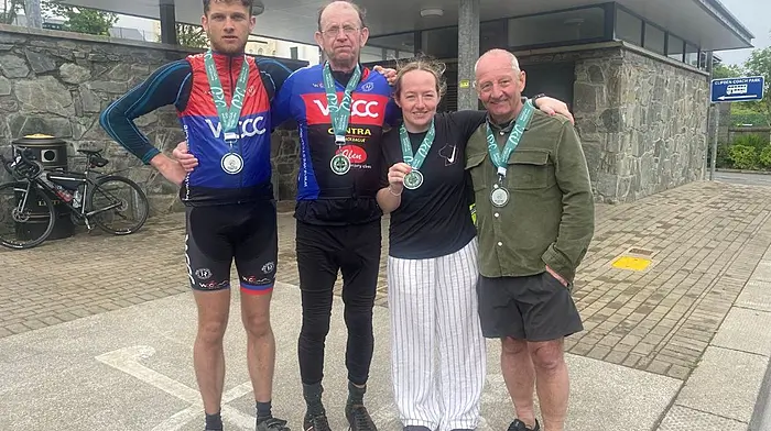 Conor and Connie O’Mahony from Rossmore and Timmy and Rachel O’Regan from Leap completed the 140km Tour De Conamara cycle in May as a fundraiser for Cancer Connect.