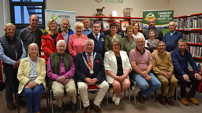 County mayor Cllr Joe Carroll performed the official launch of the upcoming Carbery Show which will be held on Thursday July 17th. Included in the photo are John Cahalane (show chairman), Cllr Brendan McCarthy, members of the committee and sponsors at Skibbereen Library where the launch was held. (Photo: Anne Minihane)