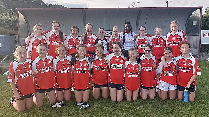 The O’Donovan Rossa U13A ladies who won their county semi-final last weekend.Front: Milana Collins, Adelaide Hegarty, Eve O’Sullivan, Lauren McCarthy, Emma Hourihane, Cara Herlihy, Hannah Tobin, Grace Murnane, Maddie O’Connell (captain) and Lily O’Sullivan. Back: Aoise Maguire, Nicola Lawlor, Ruby Humston, Nicole O’Sullivan, Jessica Galvin, Anna Hegarty, Femi Aba, Ani Foley, MollyO’Donovan and Sophia O’Shea.