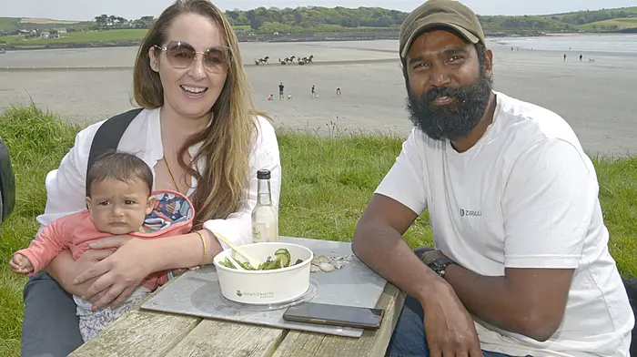 Verun, Niamh and baby Iyra Kumar from Kinsale enjoying a day at the recently held annual harness racing at Harbour View, Kilbrittain.  (Photo: Denis Boyle)