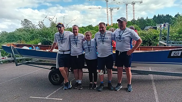 Ray Cahalane, Damien Deasy, Hannah Connolly, Michael Limerick and Ray Limerick were the crew members who rowed the 20km course.
