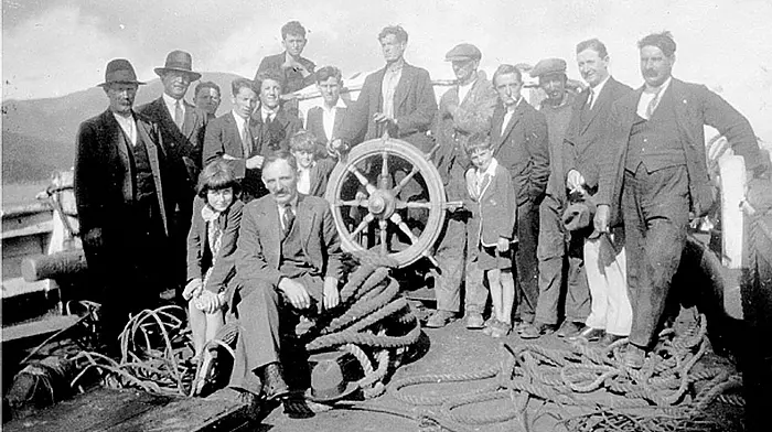 Bere Island men on boat, early 1900s.  (Photo: Bere Island Photo Archive)