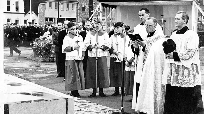 Blessing the St Brendan statue, 1969.  (Photo: Ian Vickery)